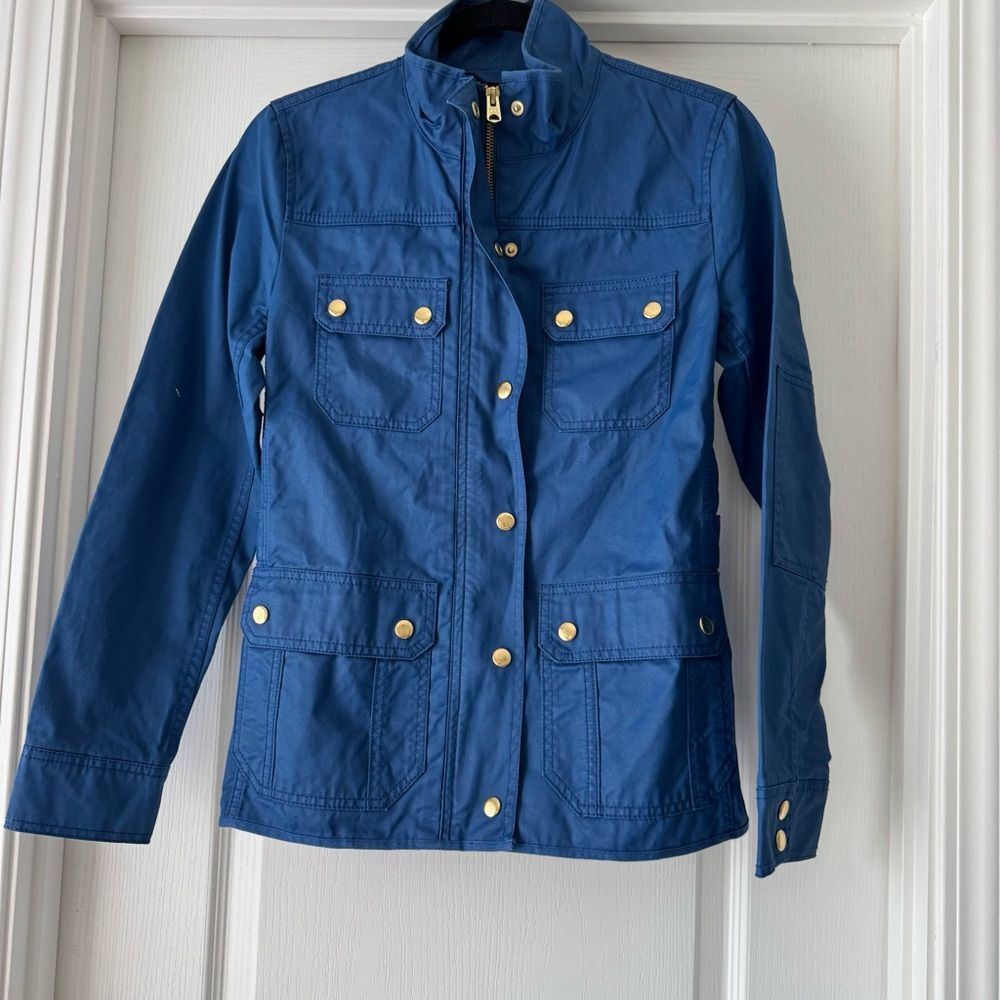 J.Crew Cotton Utility Field Jacket – Blue with Gold Hardware – Women’s XS